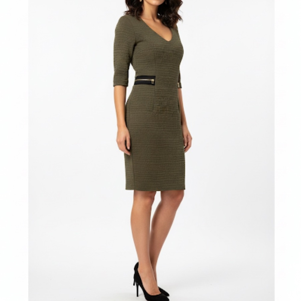 Dynamite Army Green Textured Bodycon Midi Dress Size XS